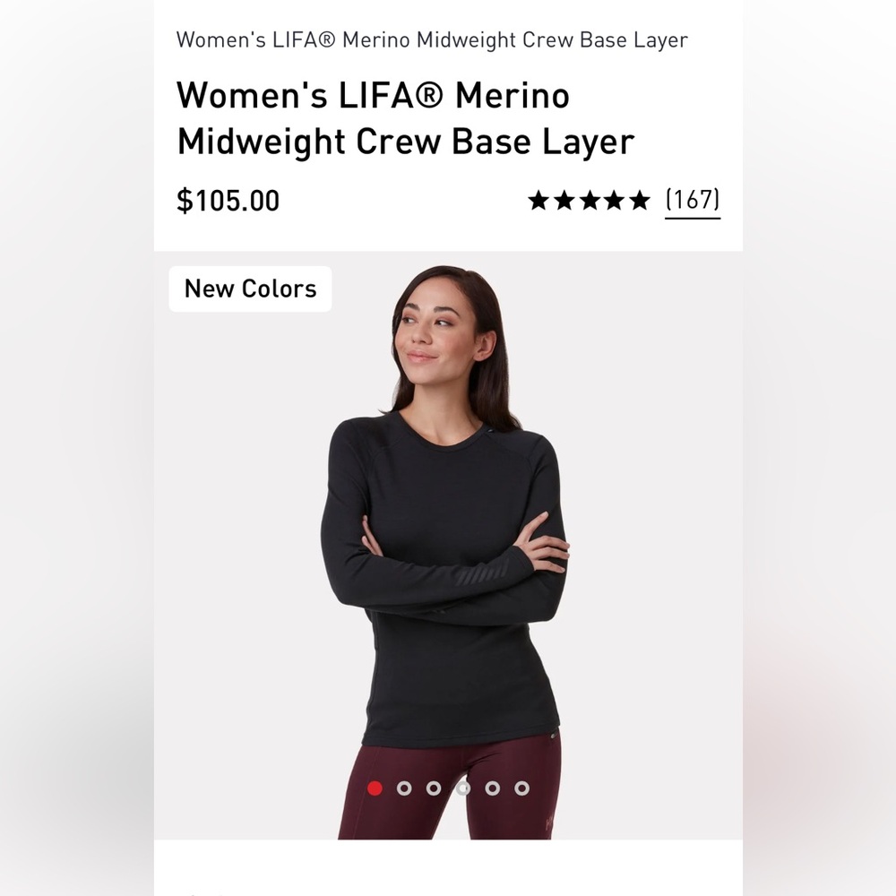 Helly Hansen Women's LIFA Midweight Crew & Pant Base Layer Medium